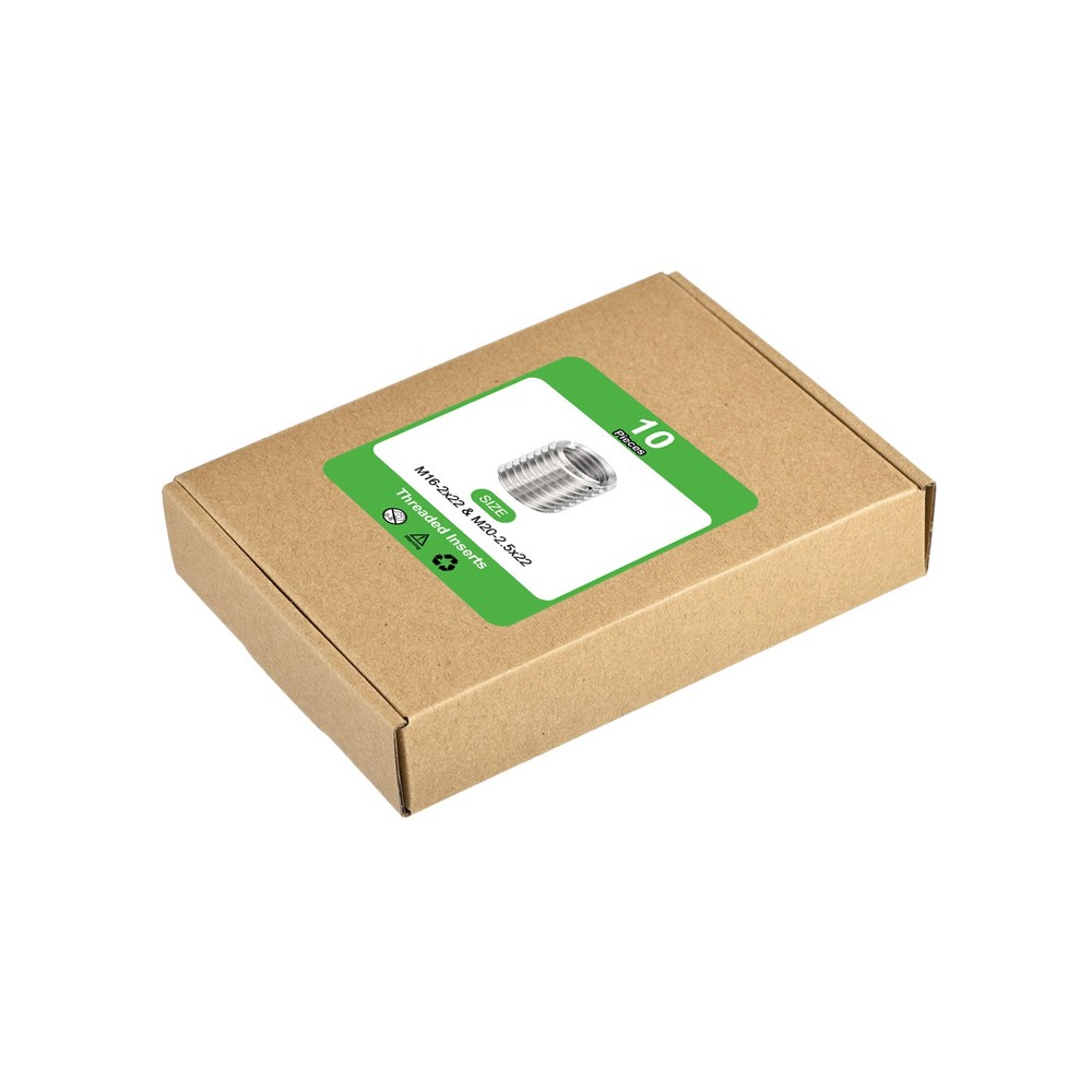 10Pcs Threaded Inserts, M16-2x22 & M20-2.5x22 Thread Repair Insert