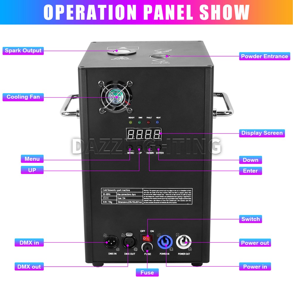 850W Cold Spark Firework Machine DMX Remote Control Wedding Event Stage Effect