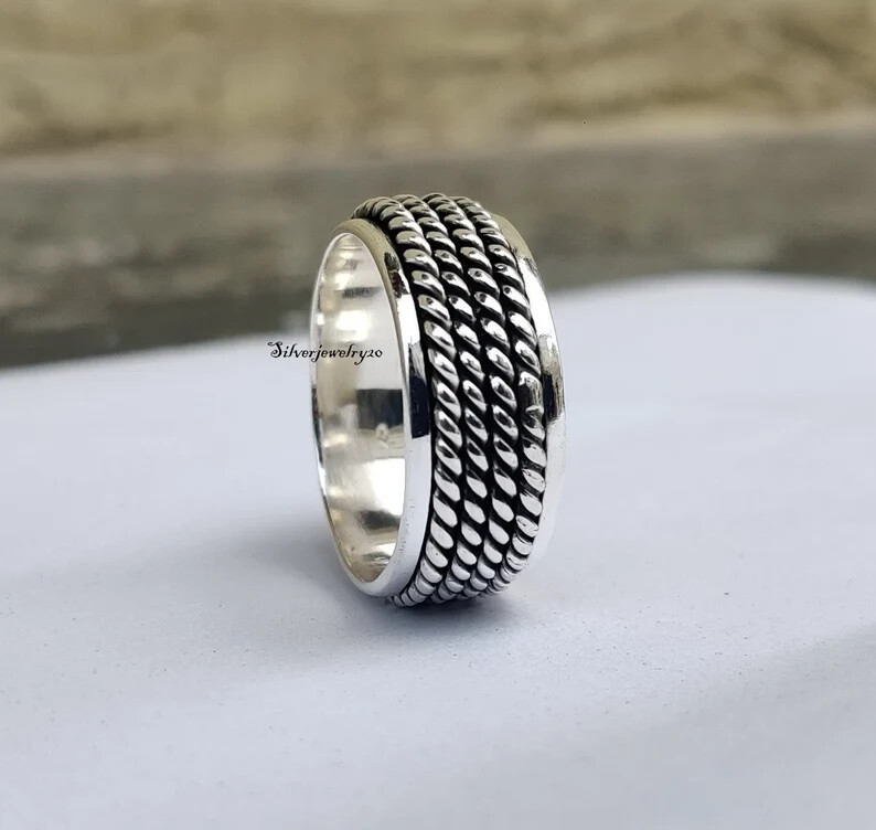 925 Solid Sterling Silver Ring , Spinner Ring , Handmade Ring , Men , All size