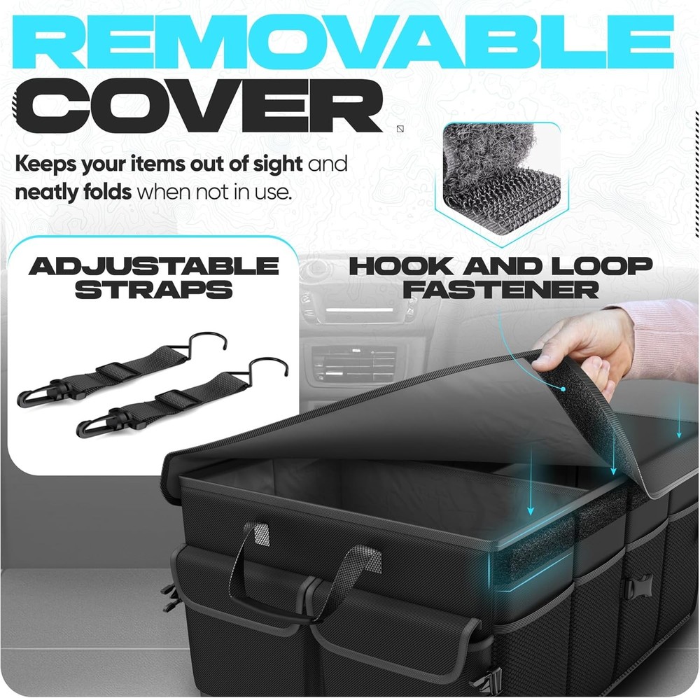 FORTEM Car Trunk Organizer, Collapsible Multi Compartment SUV Medium, Black