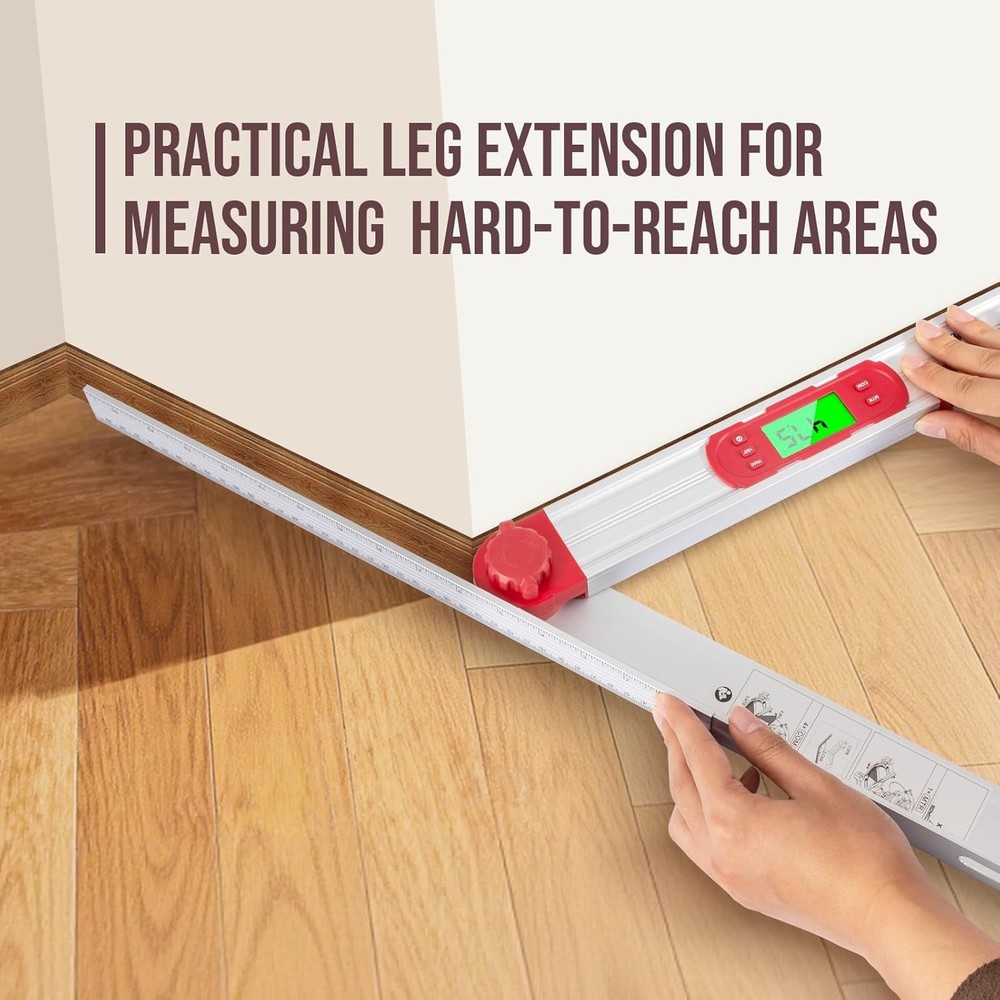 16-Inch Digital Angle Finder with MTR & COM, 0–220° Protractor with Backlit L