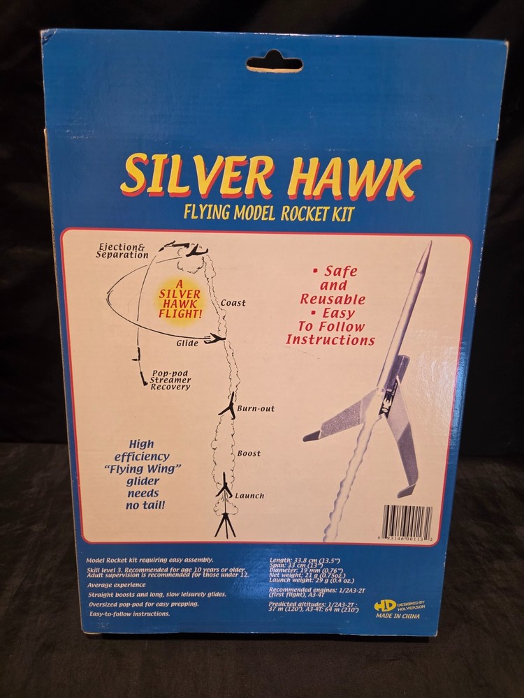 Fun Rockets Inc Silver Hawk Flying Model Rocket Kit Skill Level #3 Model 1202