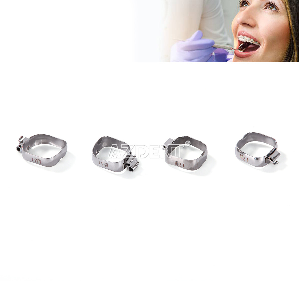 AZDENT Bandas de ortodoncia dental Tubo bucal Primer molar MBT 022 "16#-35#