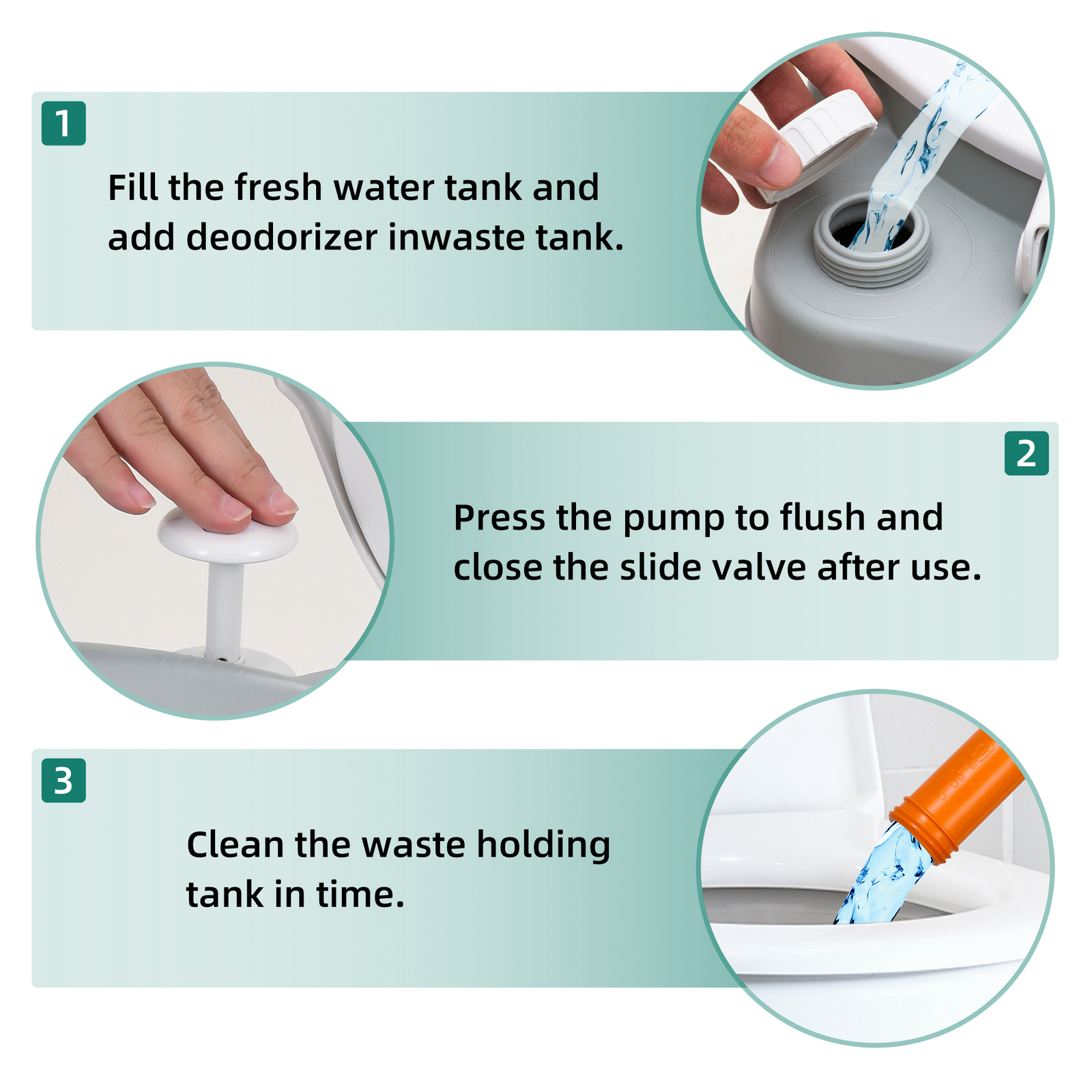 5.8 Gallons 22 L Portable Toilet Flushing Indoor Outdoor Travel Camping RV Potty