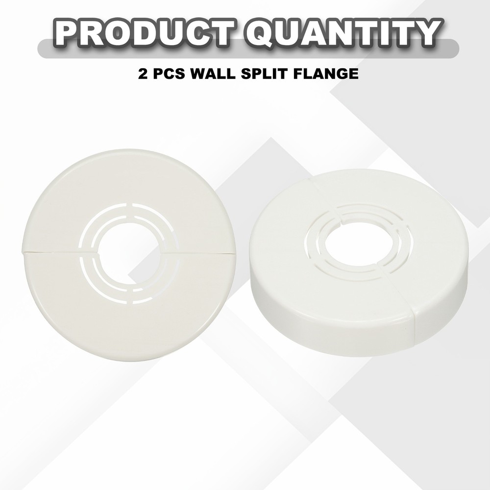 2pcs Wall Split Flange 0.59" Plastic Round Split Flange Pipe Cover, White