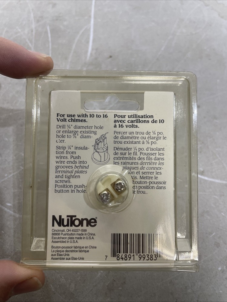 Nutone PB-1VCL Pushbutton New Old Stock