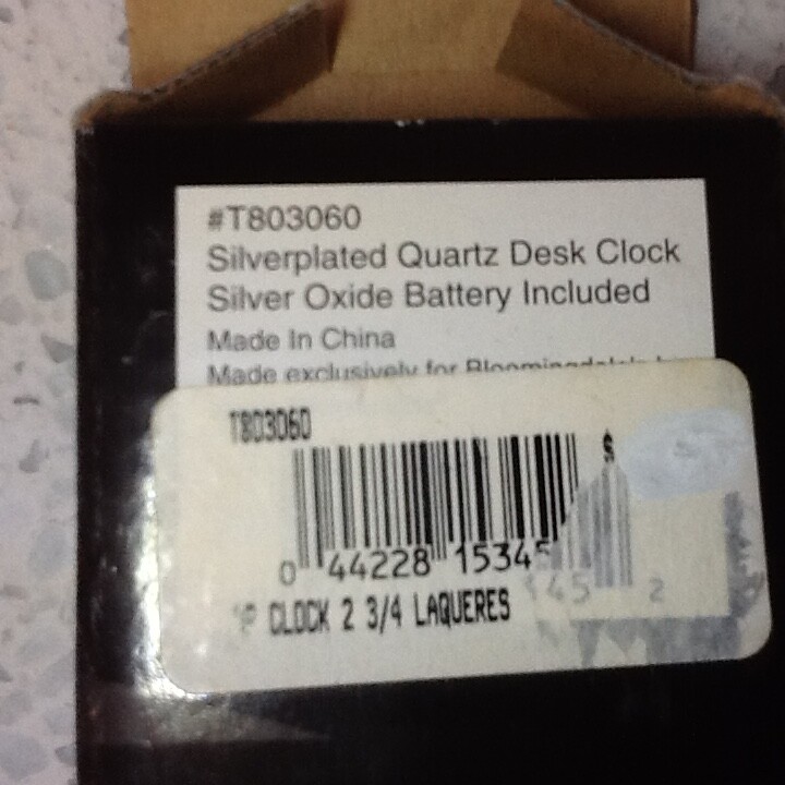 Bloomingdales Silver Plated Quartz Desk Clock - NEW