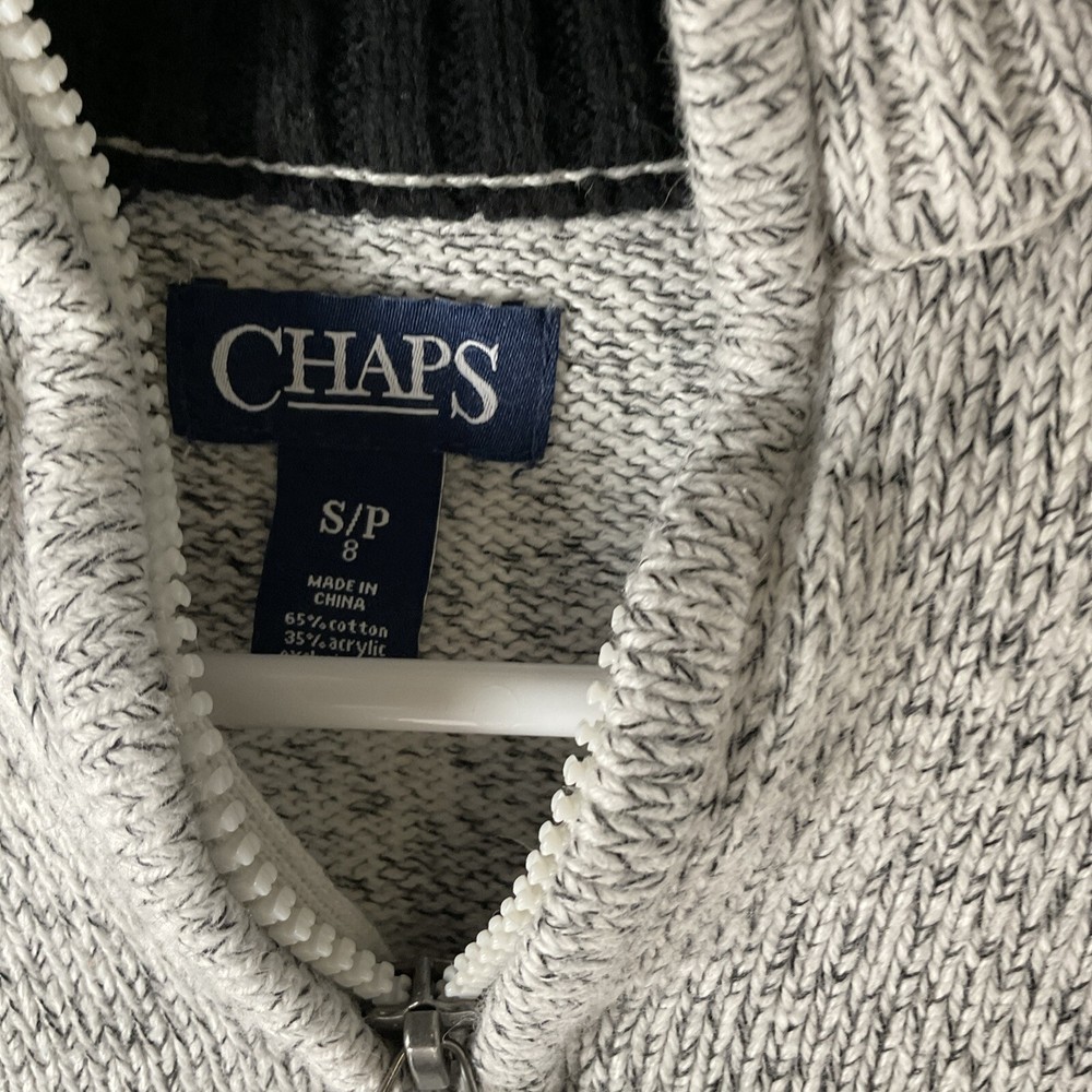 Chaps Boys gray Half zip pullover sweater Size 8
