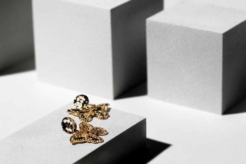 Hammered Gold Butterfly Earrings