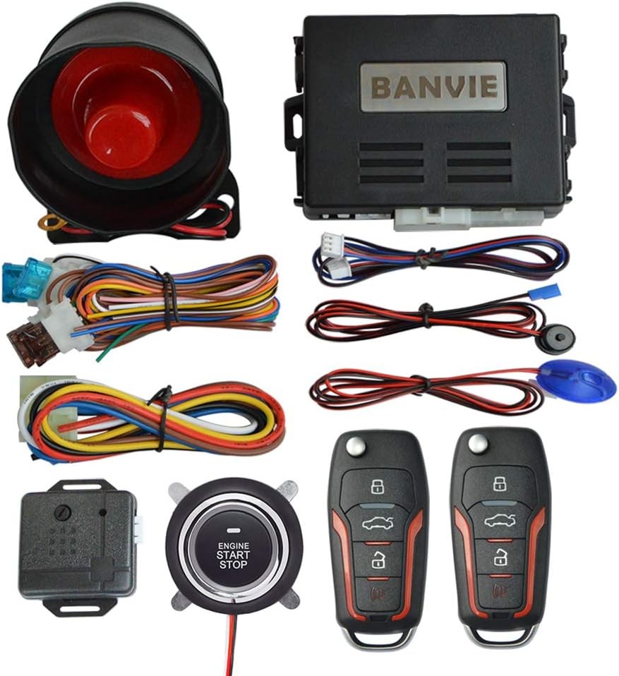 BANVIE Car Alarm Keyless Entry Remote Start Push Start Kit