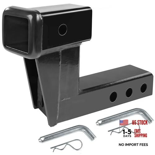 Trailer Hitch Riser for 2" Receivers, 6" Rise or Drop Solid‑Steel Height