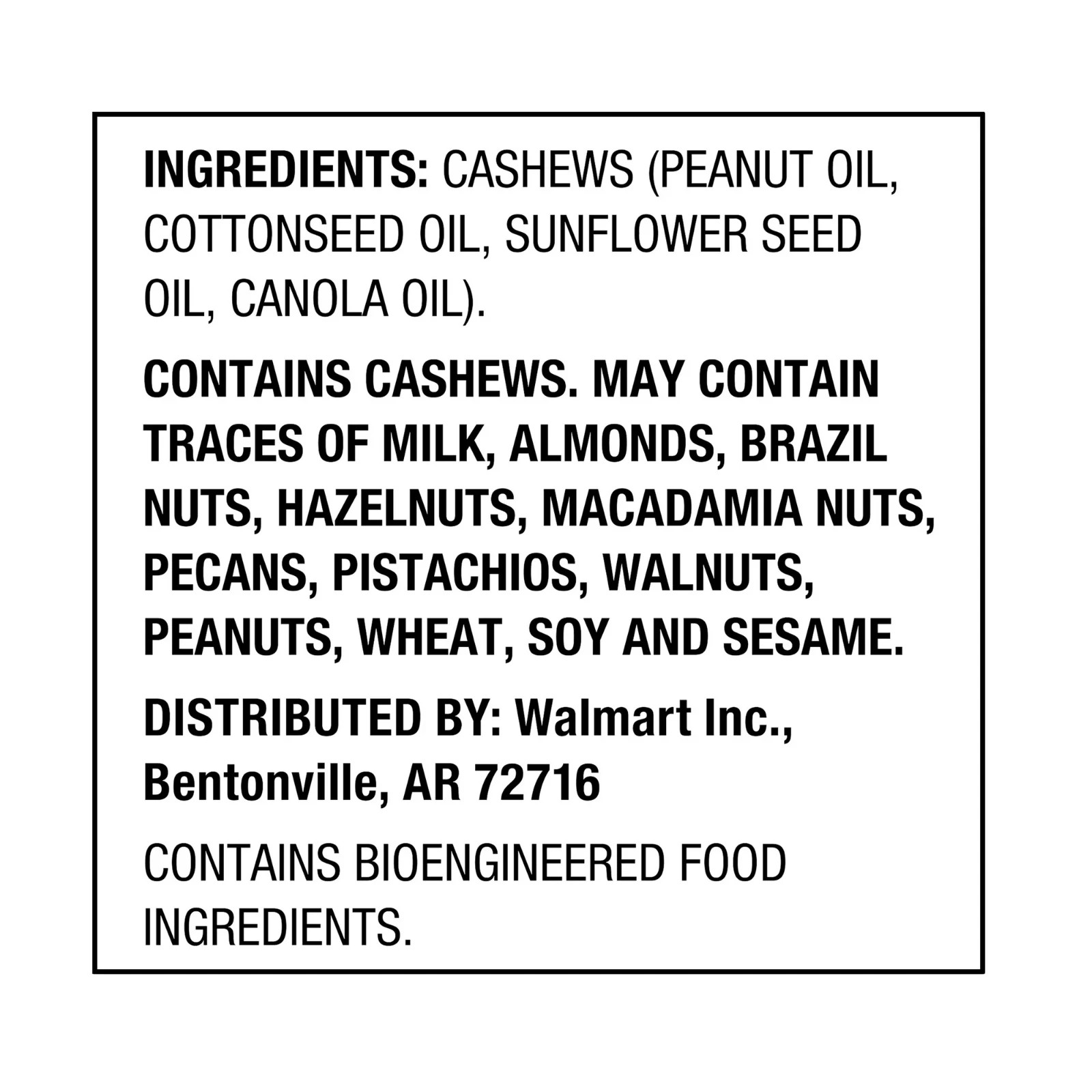 Great Value Deluxe Whole Cashews, Unsalted, 16 oz NEW