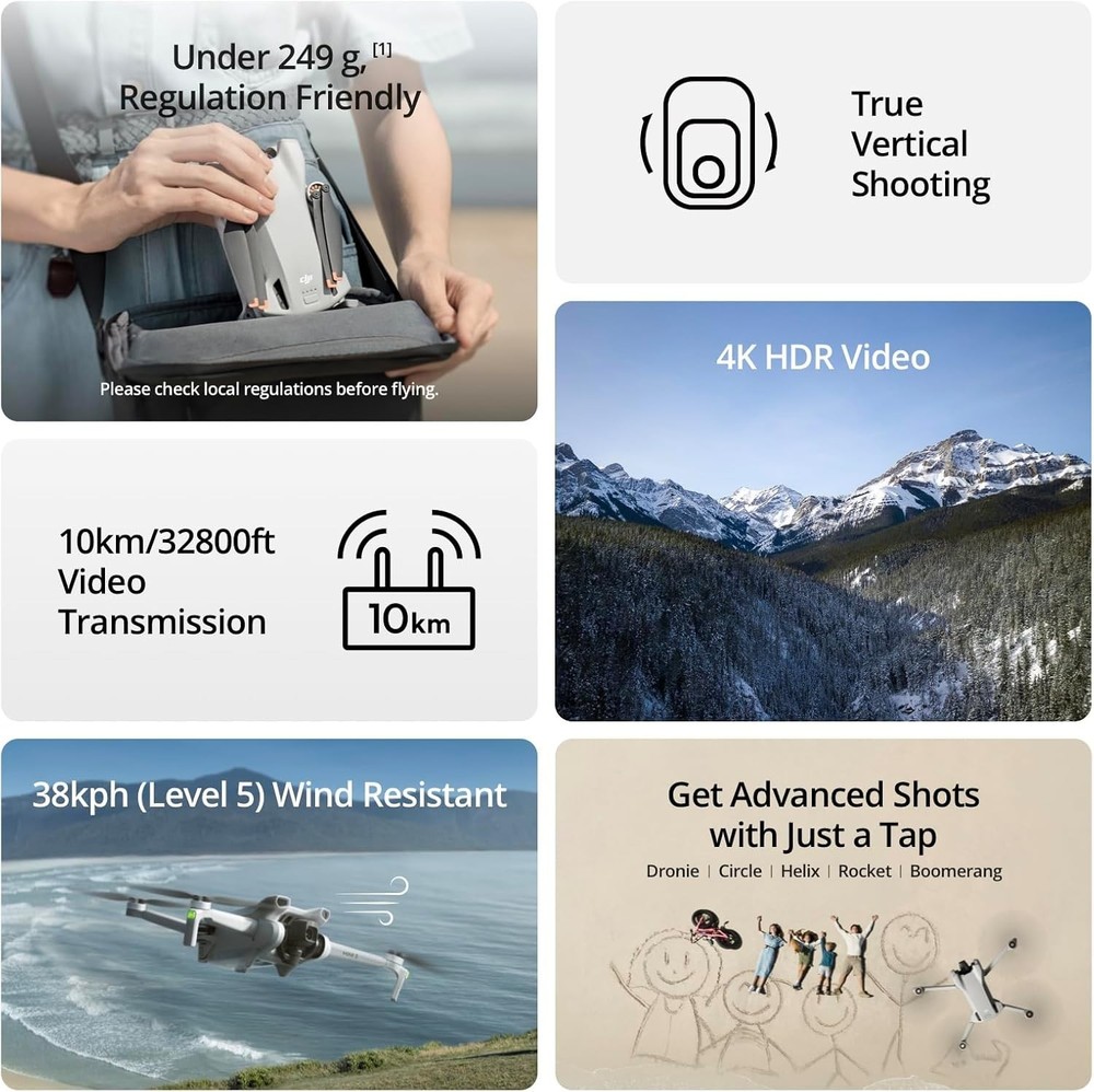 DJI Mini 3 Camera Drone Bundle – 4K HDR – Under 249g