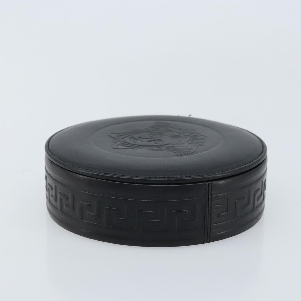 Gianni Versace Accessory Case Leather Black Auth BA11560A