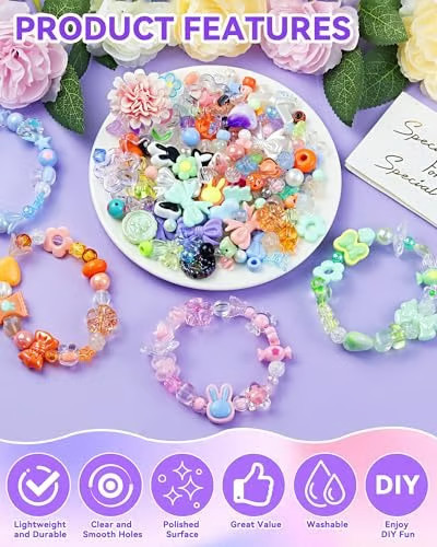 450PCS Assorted Acrylic Beads for Bracelet Making