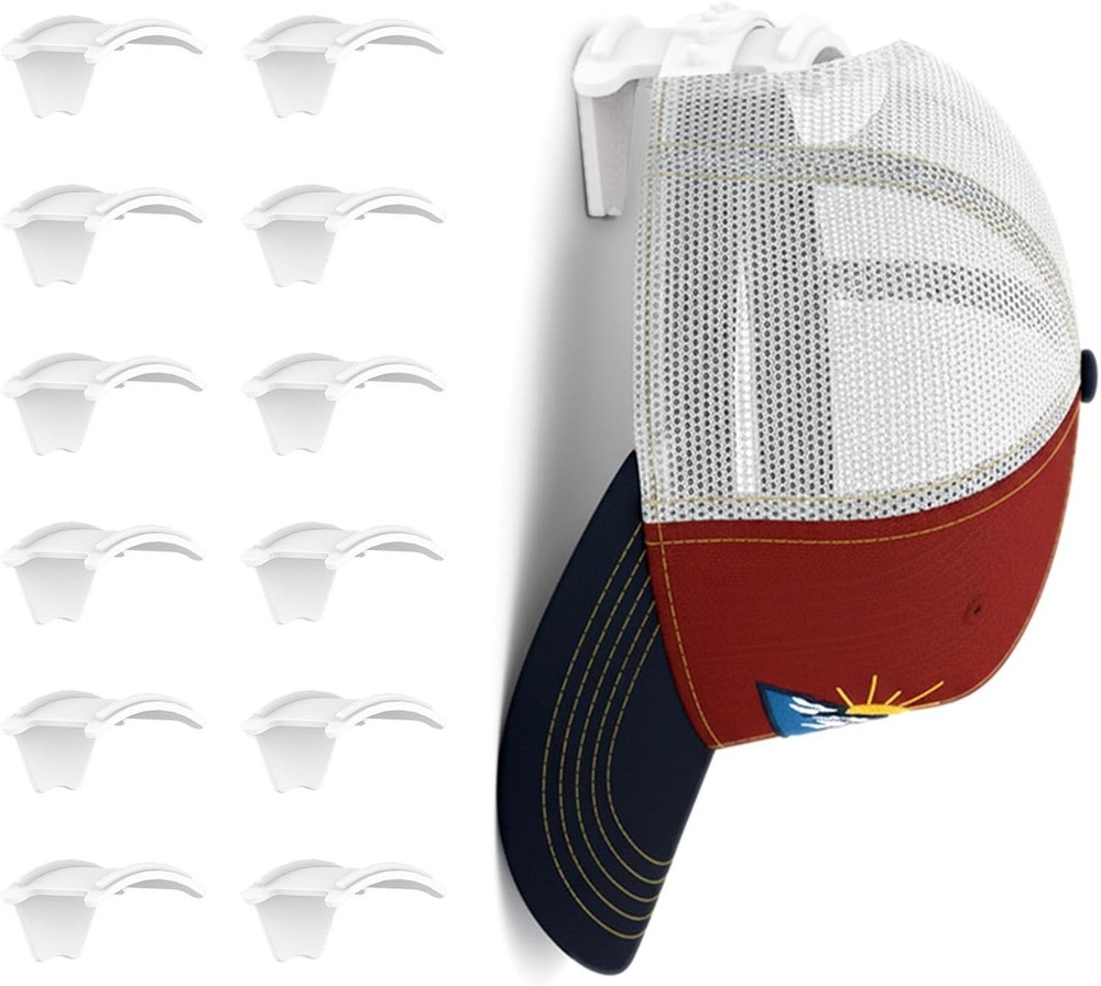 Stylish Lightweight Hat Hooks 12-Pack - Effortless Installation & Display