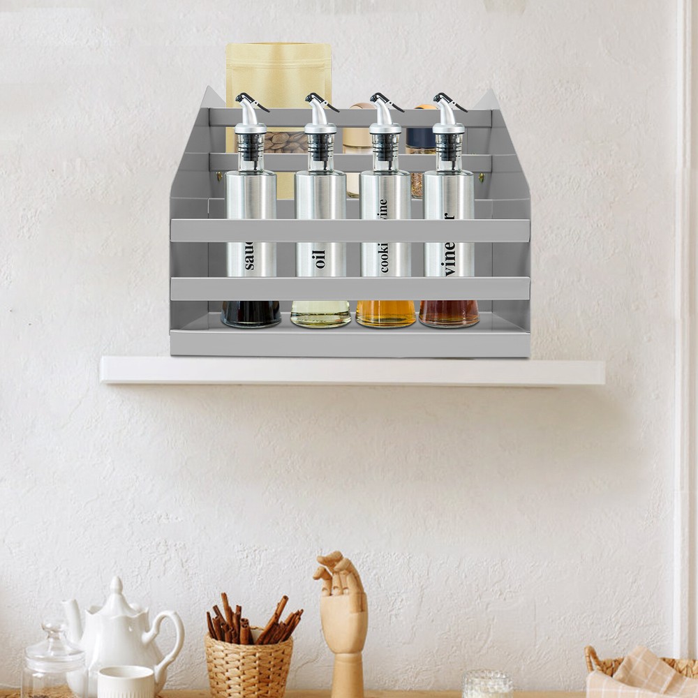 Pull Down Cabinet Organizer 2 Tier Pull-Out Cabinet Wall Shelf Spice Dishes Rack
