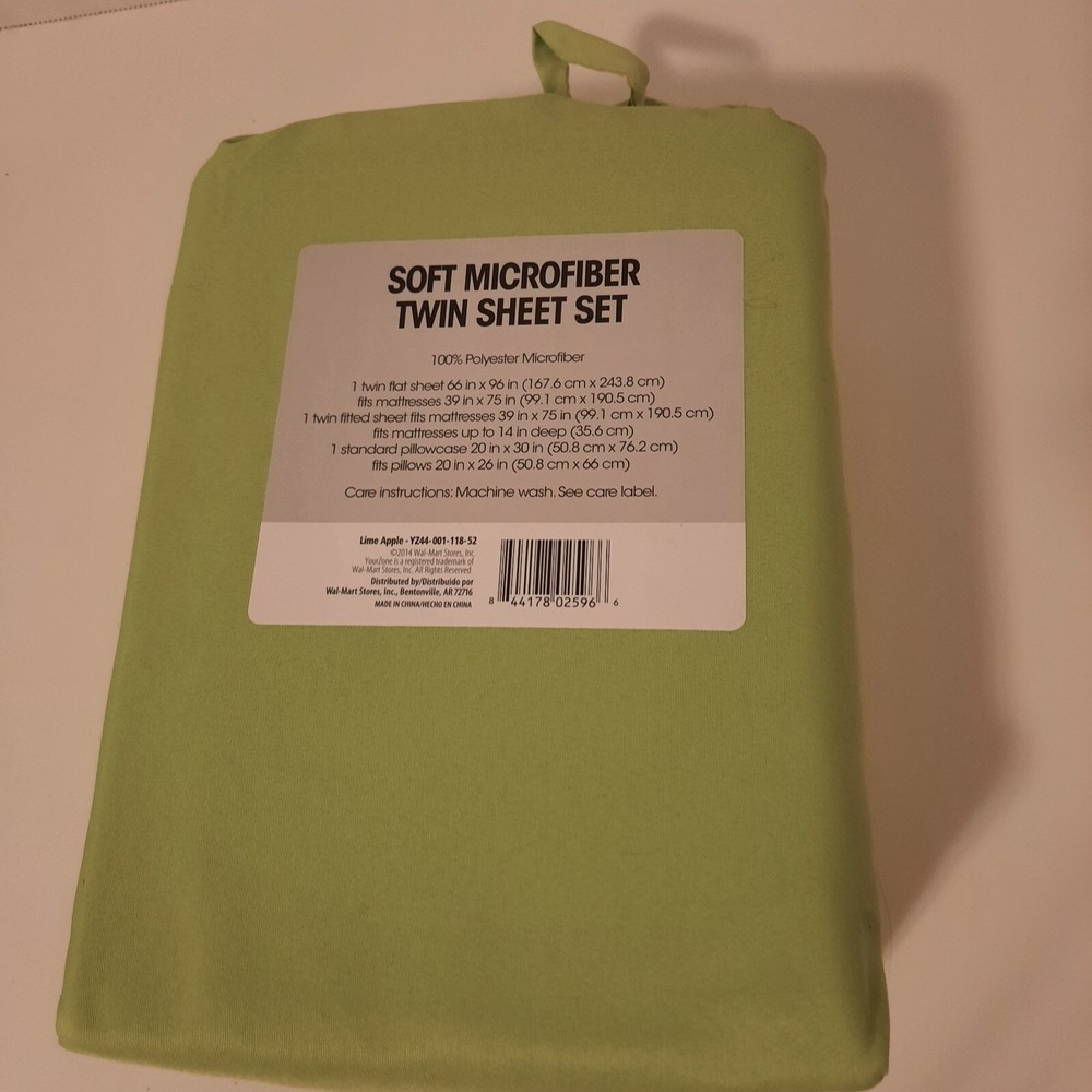 Your Zone Twin Sheet Set Soft Microfiber In Lime Apple Green