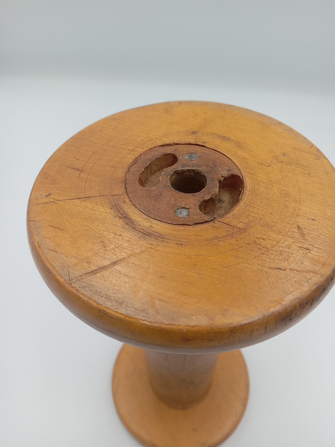 Antique Industrial Wooden Bobbin Spool (7" Height) (3.5" Diameter)