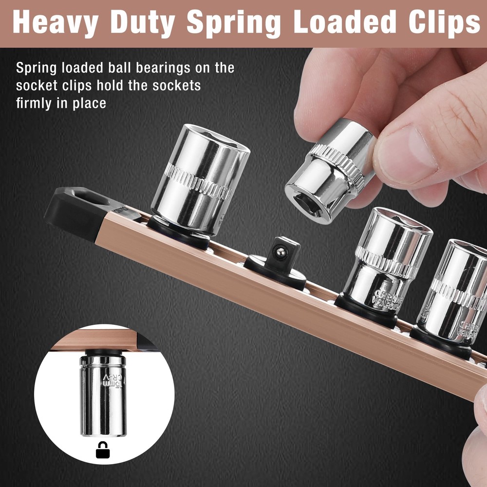 1/4'' Drive Magnetic Socket Organizer Heavy Duty Socket Holder (No Socket)