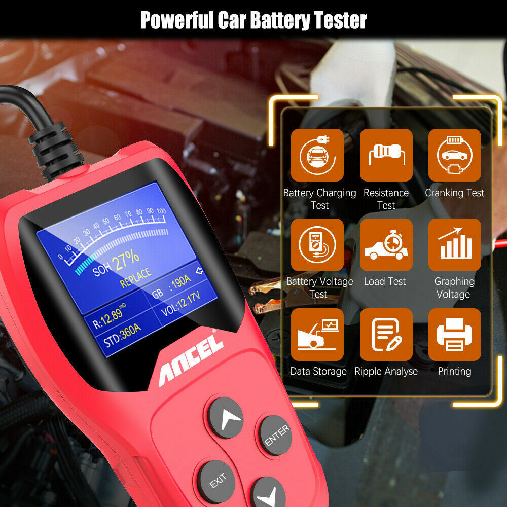 100-2000CCA 12V Car Battery Load Tester Digital Cranking Charging Test Analyzer