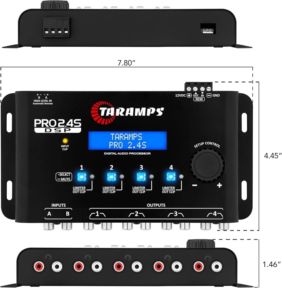 Crossover Full Digital Signal Processor & Equalizer 12 Preset EQ for Car Audio