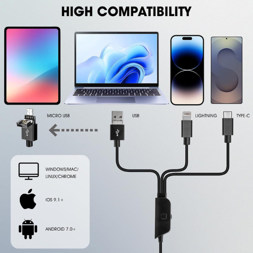 1080P USB Microscope with Metal Stand, 50X-1000X Handheld Digital Microscope