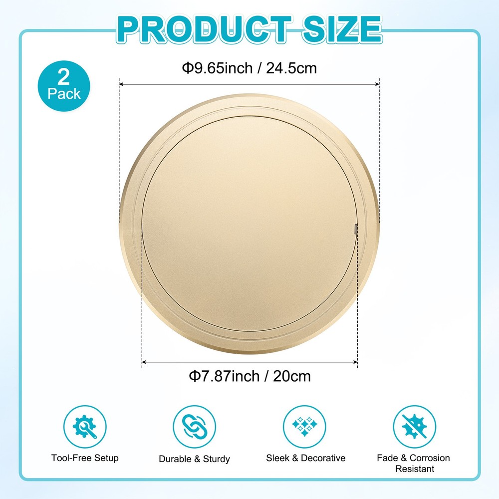 2-Pack Access Panel for Drywall, 8x8 Inch Round Plastic Removable [Gold Tone]