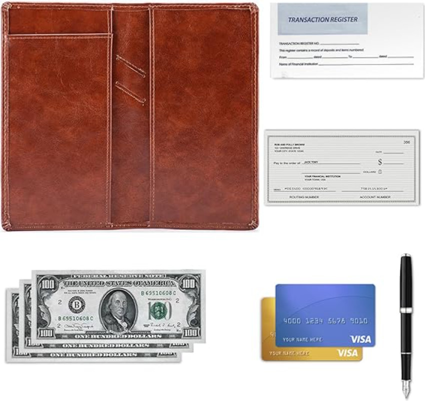 Leather Checkbook Covers for Personal Checkbook, Checkbook Holder