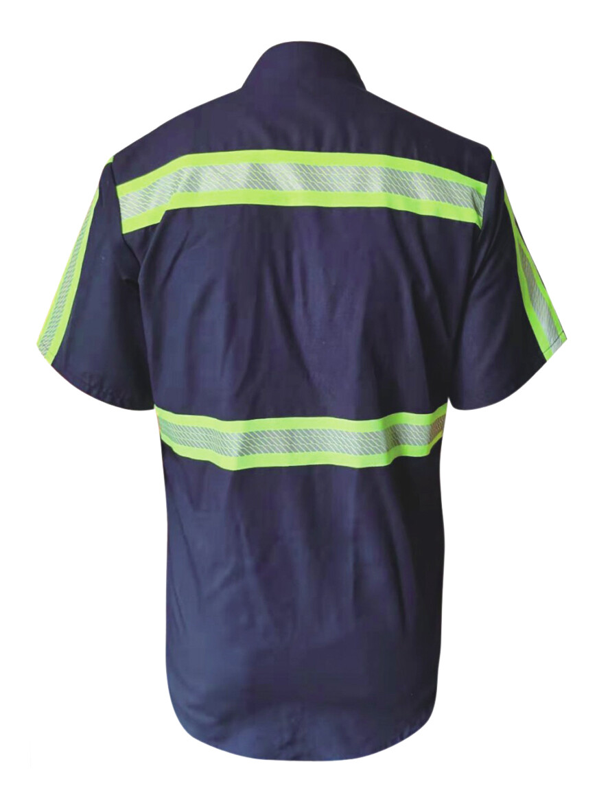 L&M Men's Hi Vis Reflective Safety Work Uniform Shirt New