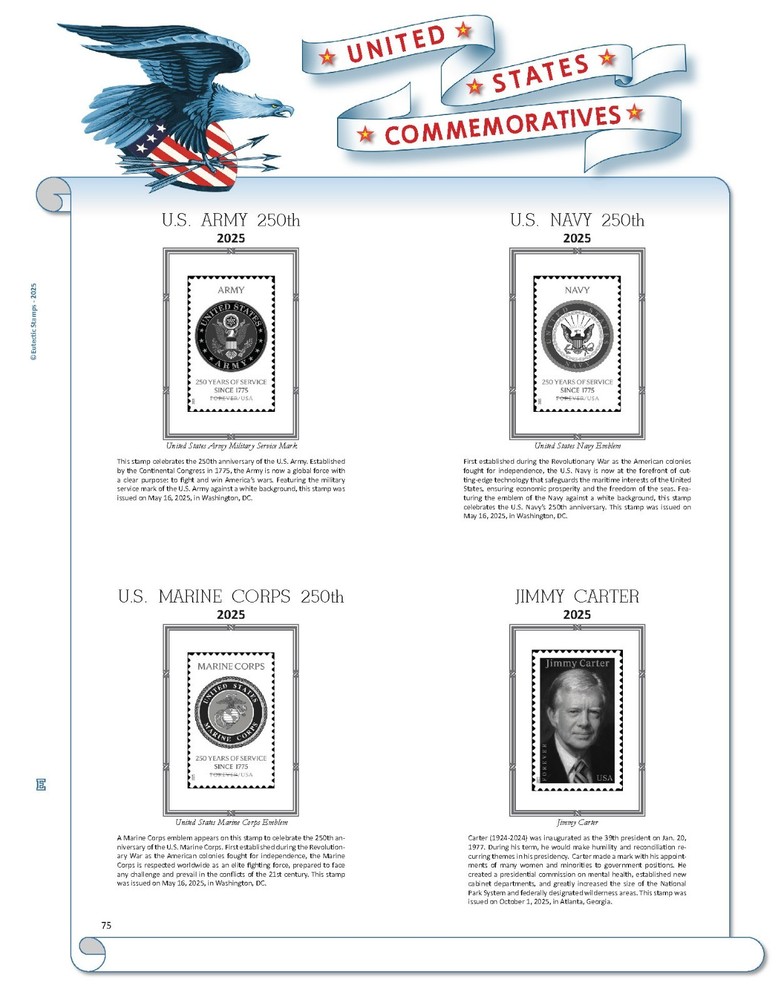 2025 U.S. Commemorative Singles SIMPLIFIED Supplement (White Ace Alternative)