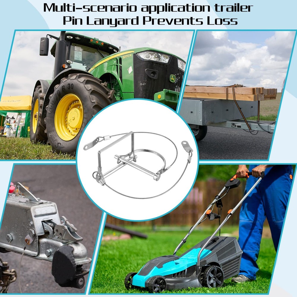 Trailer Coupler Pin 2-3/4"x1/4" 10 Pack Quick Release Ring Silver Farm Use