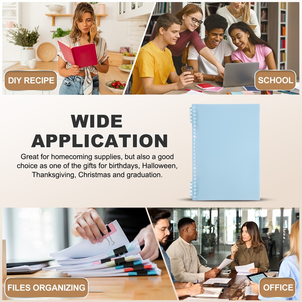 12 Pack B5 22 Mil Plastic Notebook Binder Covers with Binding Comb, Light blue
