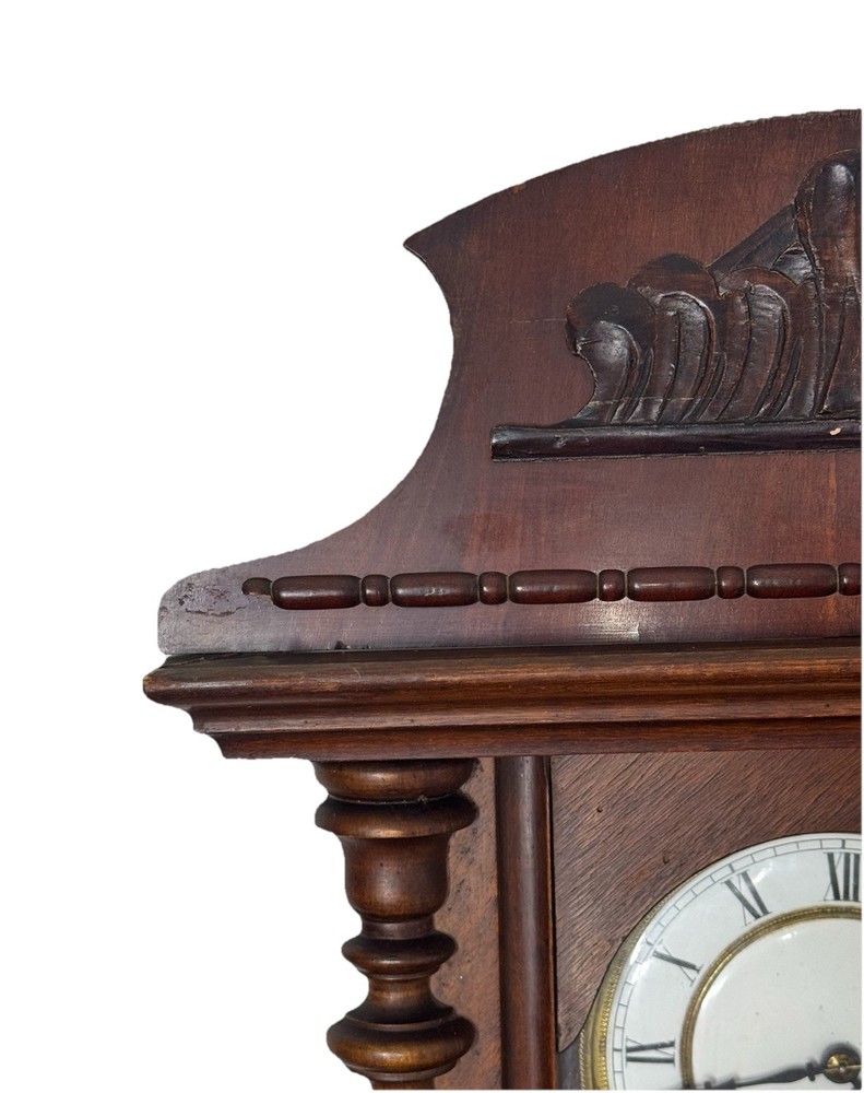 Antique Junghans Vienna Regulator Wall Clock wit Key And Pendulum Fully Serviced