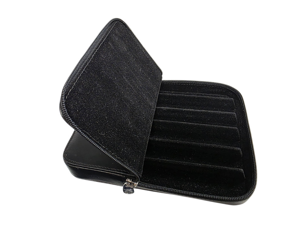 Visconti Leather 6 Pen Carrying Case - Black