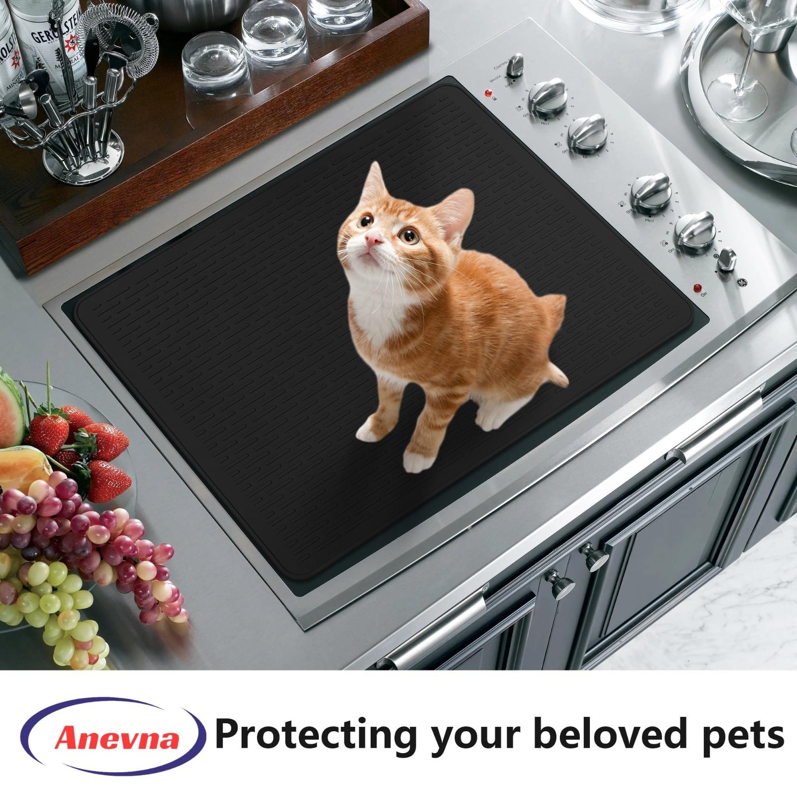 Stove Top Cover 28x20 Silicone Mat - Electric Range Cover XXL Drying Mat Black..