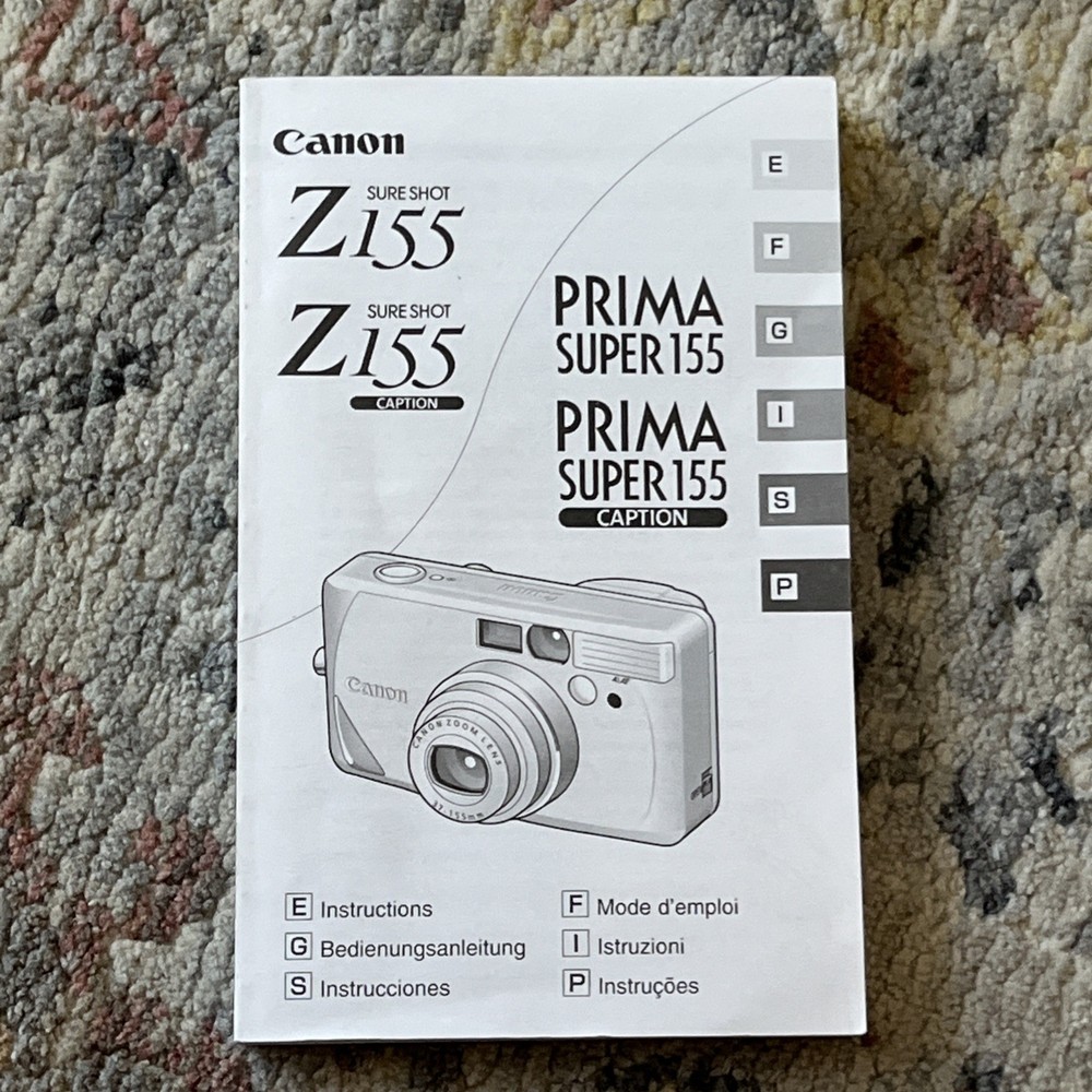Canon Prima Super 155 & Prima Super 155 Caption Instruction Manual Book
