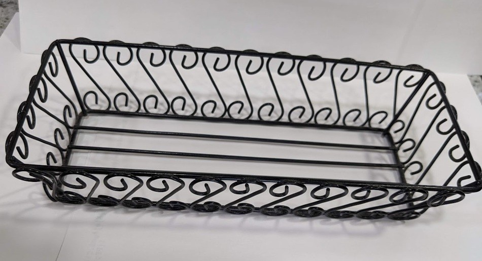 Storage Basket black wire ornate scroll design. FREE SHIPPING