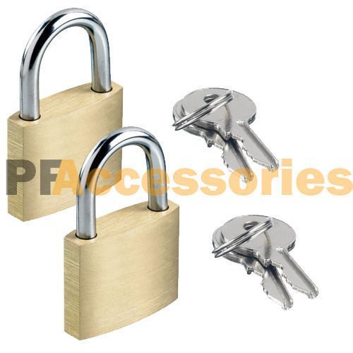 2 Pcs 25mm Solid Brass Mini Padlock Set Pad Locks w/ 2 Keys for Locker Luggage