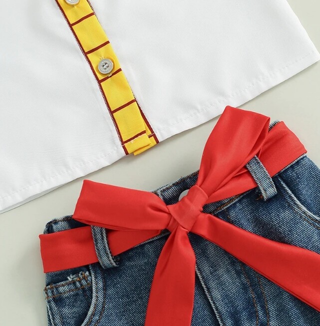 NEW Toy Story Cowgirl Jesse Girls Denim Skirt Outfit Halloween Costume