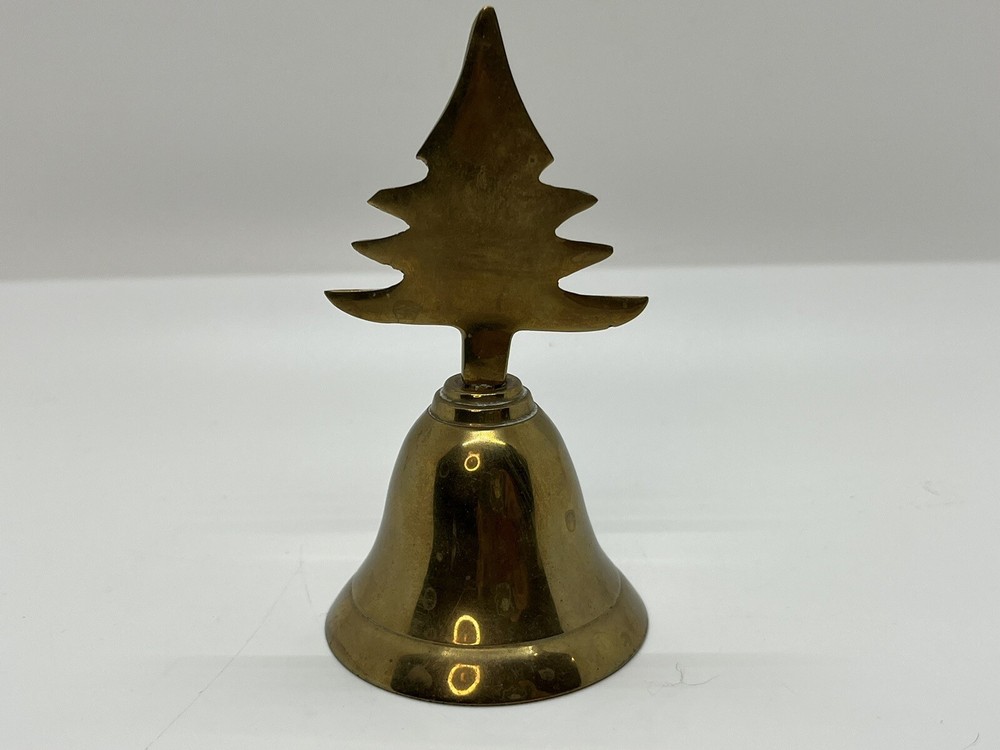 Vintage Solid Gold Brass Christmas Tree Bell 4 1/4”