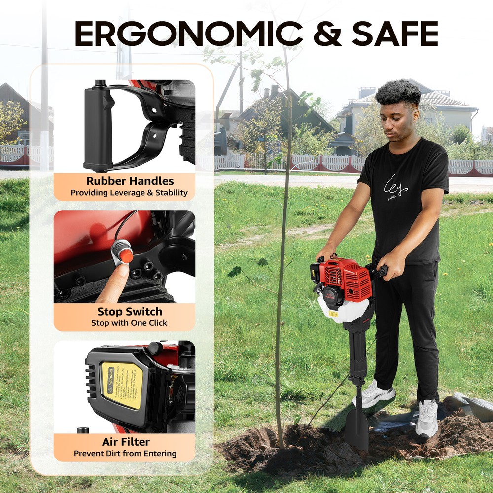 Handheld Trencher Digger Machine 52CC 2Stroke Garden Tree Digger Digging Machine