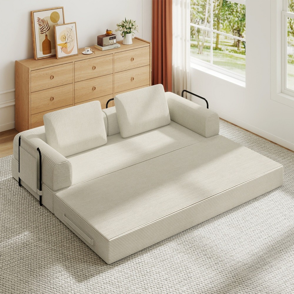 Modern Compression Sofa Folding Sleeper Sofa Bed Floor Couch with Sturdy Frame