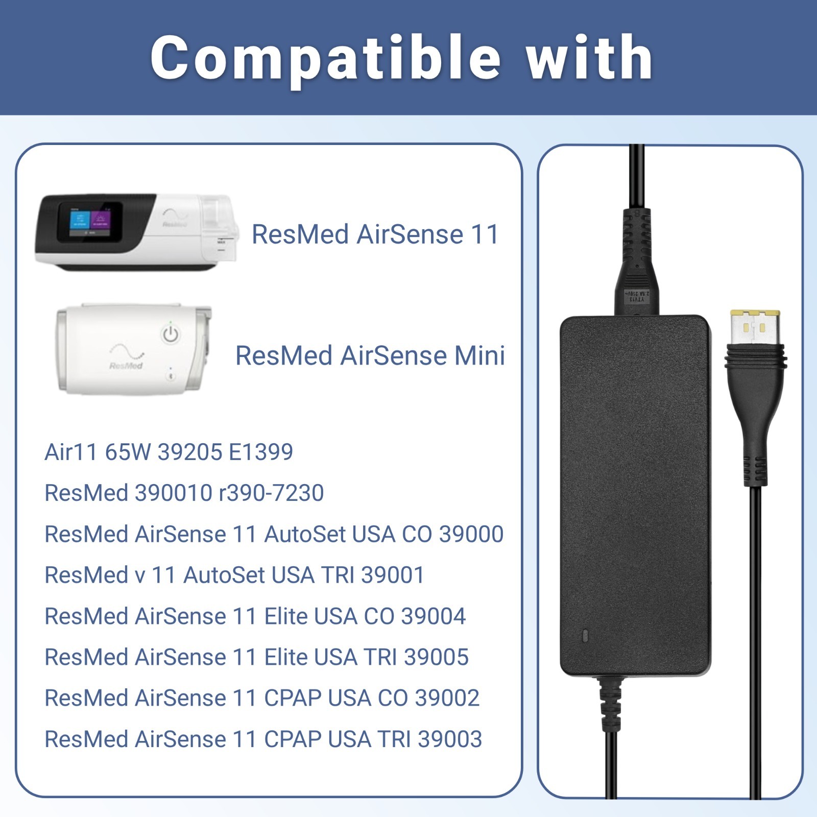 24V 2.71A 65W Replacement Power Cord Compatible with ResMed AirSense 11