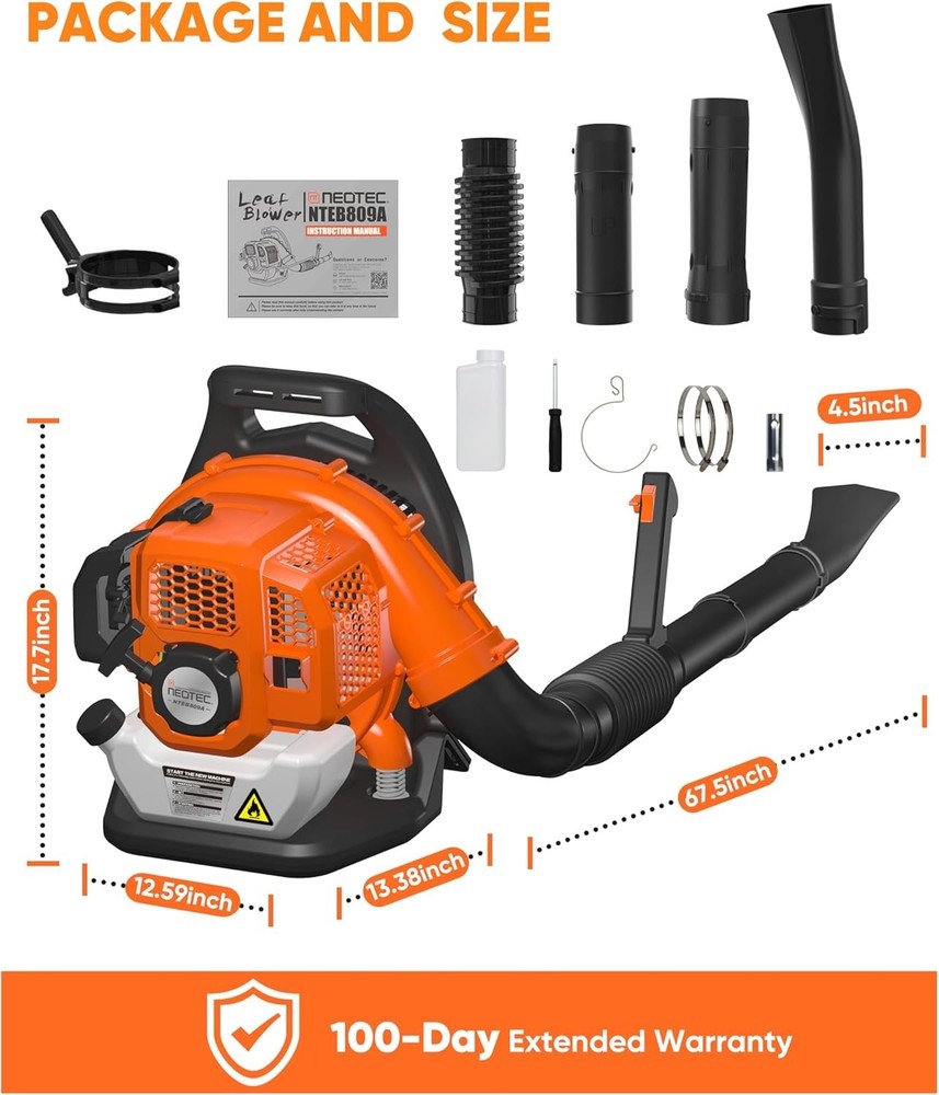 52CC 2-stroke Engine Gasoline Backpack Leaf Blower Gas Snow Lawn Blower 564CFM