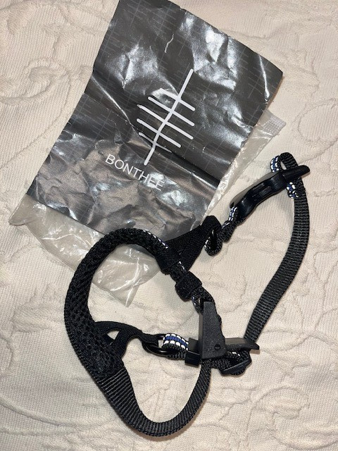 BONTHEE BLUE DOG MUZZLE NEW Open Snout for Drinking LARGE Adjustable Strap BITE