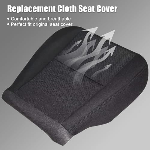 Black #19C Front Driver Side Bottom Replacement Cloth Seat Cover Compatible