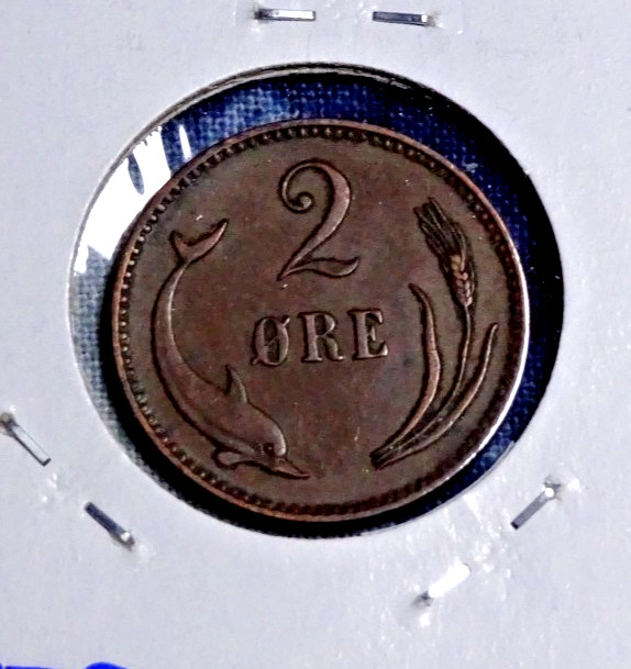 DENMARK 1902 (2 ORE) "U-GRADE" KM793.2 CIRCULATED #2