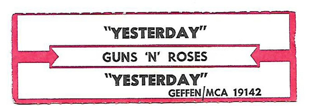 Guns N' Roses, Yesterday/Yesterday, Jukebox Label 45