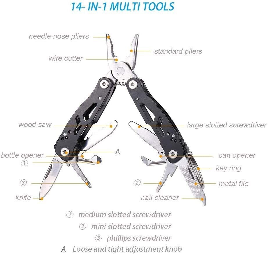Multi Tool Knife Pliers Saw Kit Pocket Folding Multitools 14-in-1 🔥 🔥 🔥🔥 🔥